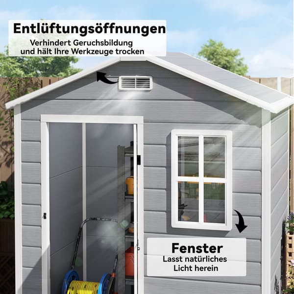 Utomhusförråd, 1,9 m², låsbar dörr, sluttande tak