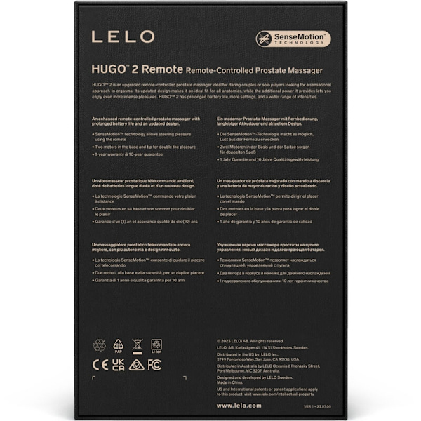 Lelo - Hugo 2 Prostate Massager -kaukosäädin, musta