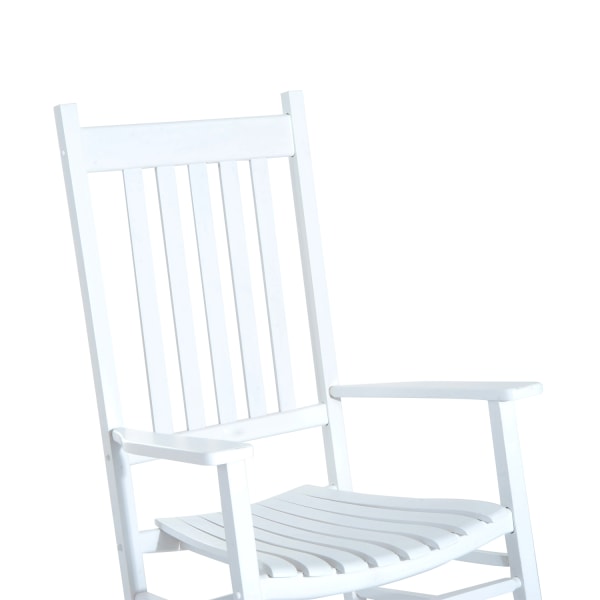 Aurinkoinen Puinen Keinutuoli Käsinojalla Keinutuoli Rentoutumistuoli Puutarhatuoli Valkoinen 69 X 86 X 115 Cm