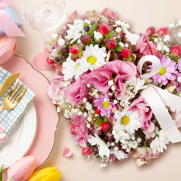 Blomsterskum hjertesæt med 2 stk
