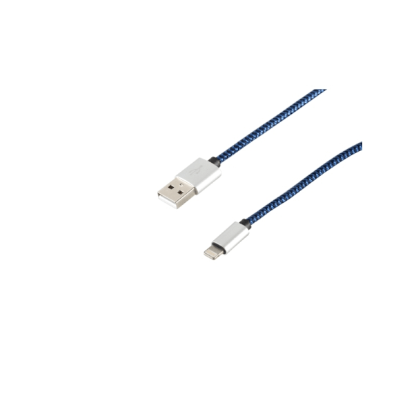 S-Conn 14-50016, 0,3 m, Lightning, USB A, Blå, Rak, Rak