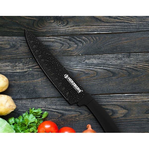 Herzberg 8 stykker knivsæt med akrylstativ - sort marmor