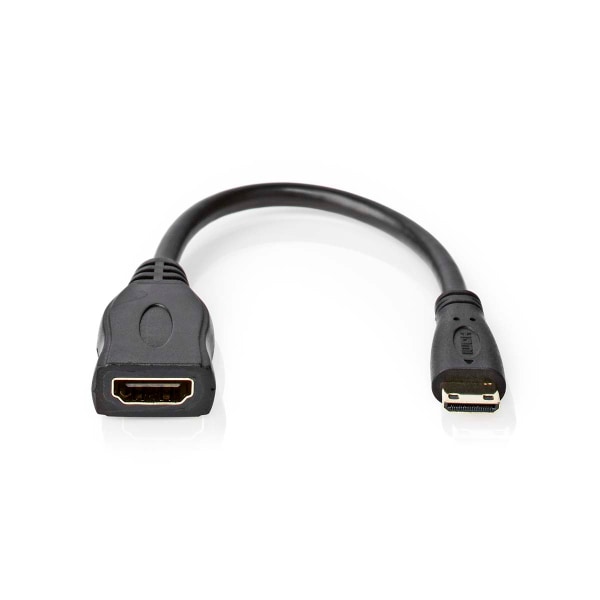 High Speed ​​HDMI ™ kabel med Ethernet | HDMI™ Mini kontakt | HDMI™ Utgång | 4K@30Hz | 10.2 Gbps | 0.20 m | Rund | PVC | Svart | Låda