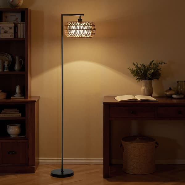 Dæmpbar LED-gulvlampe, dobbelt skærm, 3 farvetemperaturer, sort