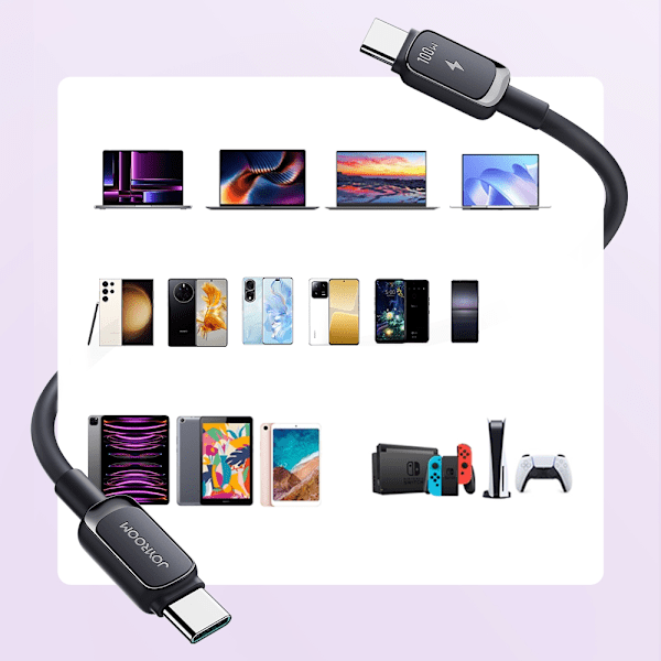 USB-C - USB-C kabel 100W 1,2m sort