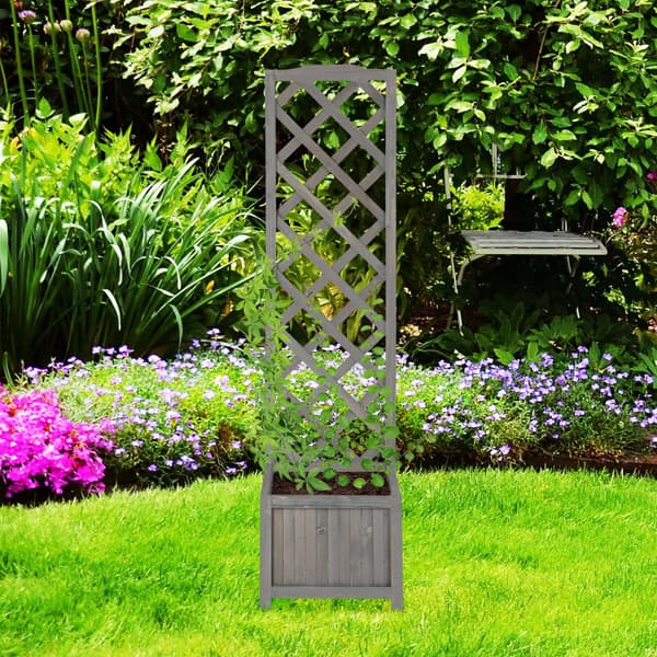 Grå plantekasse med espalier
