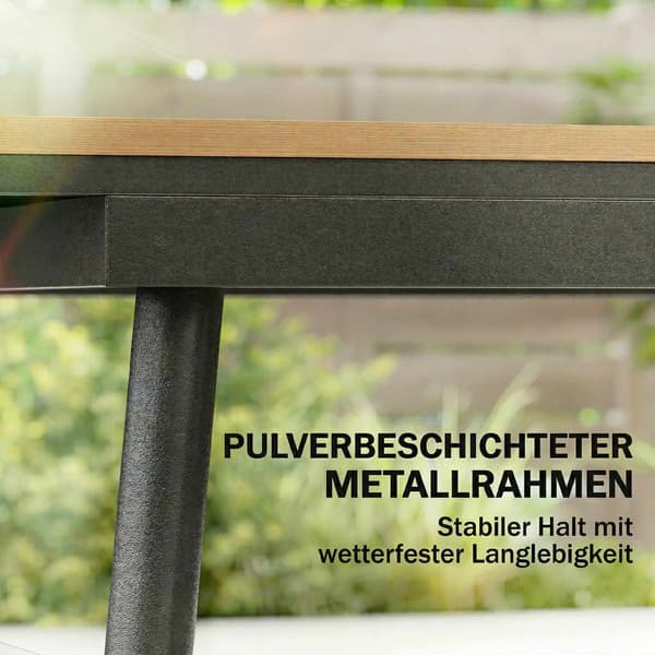 Udendørs spisebord 140x80 cm, 6 sæder, teak WPC bordplade
