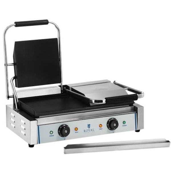 Kontakt dubbelsidig dubbel slät kontaktgrill 3600W 230V Royal Catering