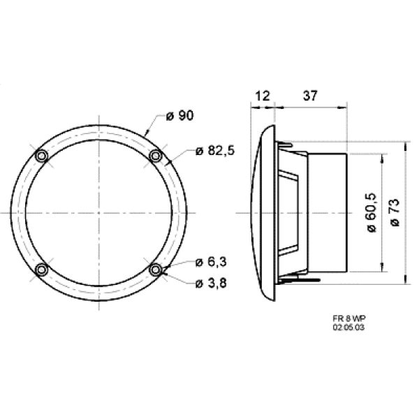 FR 8 WP - 4 Ohm (valkoinen) - Suolavedenkestävä 8 cm (3,3") täyden alueen kaiutin