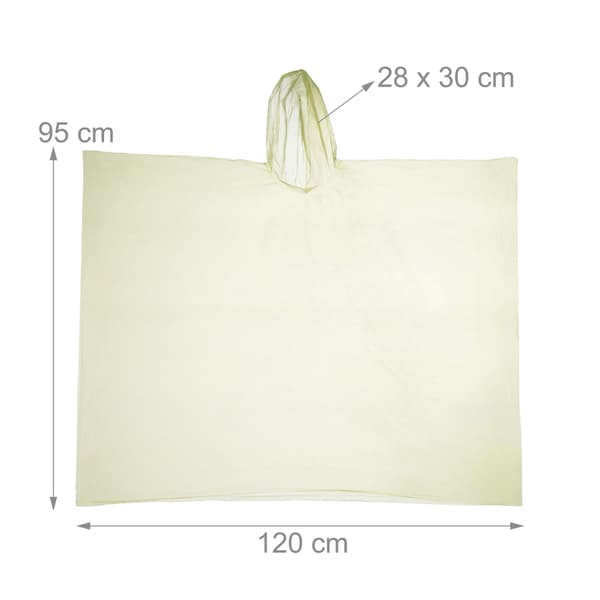 Engangs poncho sæt med 10 stk Yellow one size