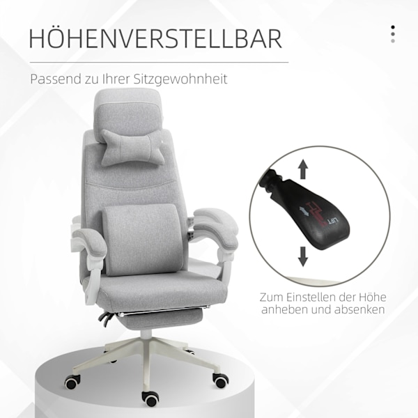 Kontorstol, Gaming Stol, Stol Med Hjul, Ergonomisk Design, Polyester, Skum, Flerlags Bord, Plast, 62 X 68 X 117-127 Cm
