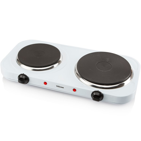Kokplatta Dubbel KP-6245 1500&1000W 15,5cm 18,5cm Vit