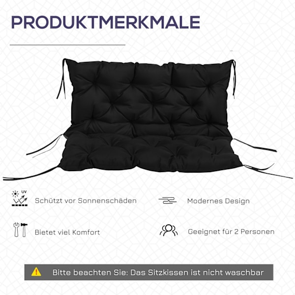 3 personers bænkhynde 100x98x8 cm bænkhynde med stropper, sædehynde, udendørs/indendørs stolehynde, sædehynde, sædehynde, bænkhynde til havemøbler, ve