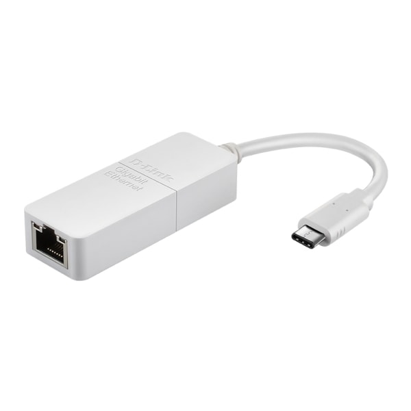 D-Link DUB-E130, Ledningsført, USB Type-C, Ethernet, 1000 Mbit/s, Vit