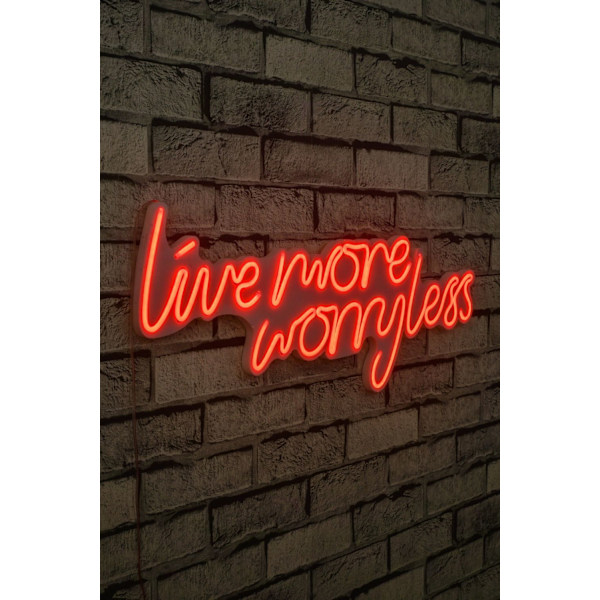 Dekorativ Plast Led-belysning Live More Worry Mindre - Röd