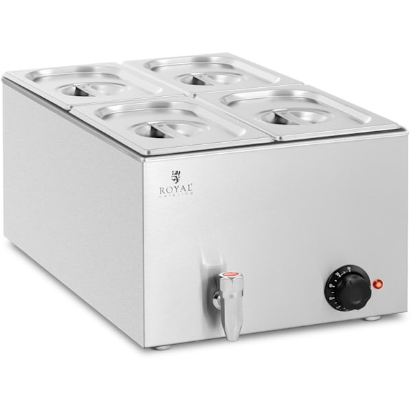 Bain marie elvarmer med vandhane 4 x GN 1/4 600 W