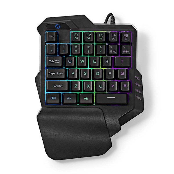 Nedis Gaming One-handed Keyboard, Kabelforbundet - Sort