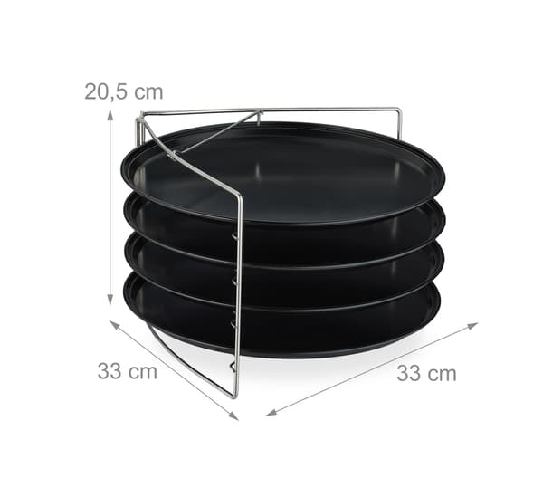 Pizzabricka-set med ställ – 4 st non-stick-brickor