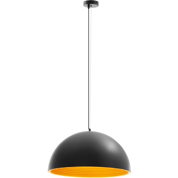 Modern 1-punkts hängande lampa, kupolform - svart och guld