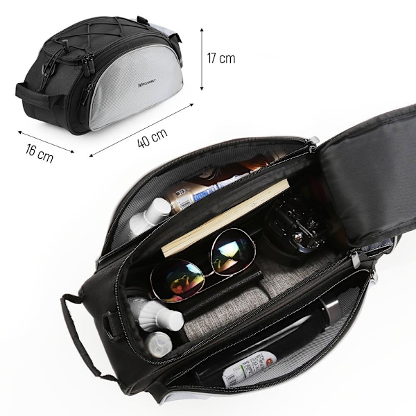 Cykelkufferttaske med skulderrem, 13l, sort