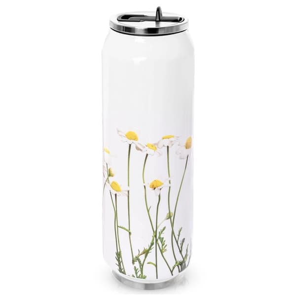 700 ml rejsekrus i rustfrit stål med blomstermotiv
