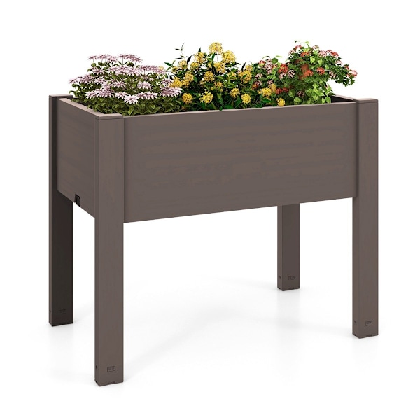 Plast højbed haveseng selvvandende 53L 76 x 45 x 61 cm kaffe
