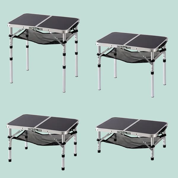 Højdejusterbart, foldbart campingbord, aluminiumsramme