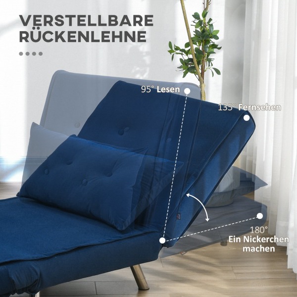 Sovestol Foldestol Seng Funktion Enkelt Sofa Pude Gæsteseng Polstret Sofa Velvet Dagligstue Soveværelse Blå 77X88X83Cm