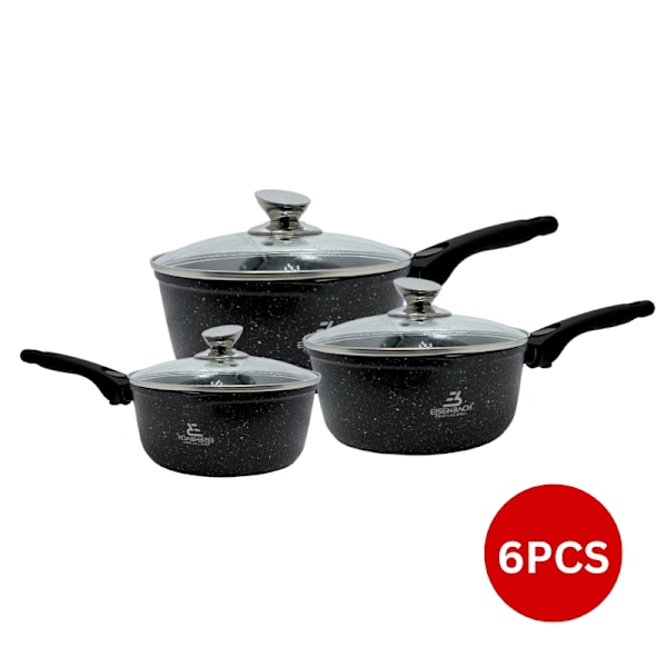 Eisenbach EB-MSP02: Greblon marmorbelagt grydesæt i aluminium - 16 cm, 18 cm, 20 cm