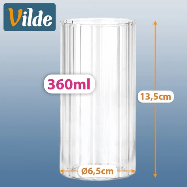 Glassæt, 360 ml, borosilikatglas, 6 dele