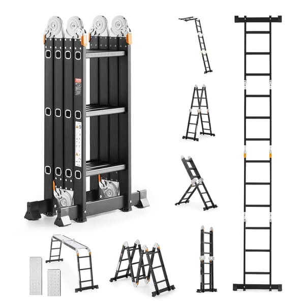 7-i-1 foldbar aluminiumsstige, 12 fod rækkevidde, 330 lb