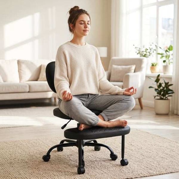 Ergonomisk kontorstol med krydsben, justerbar højde, sort