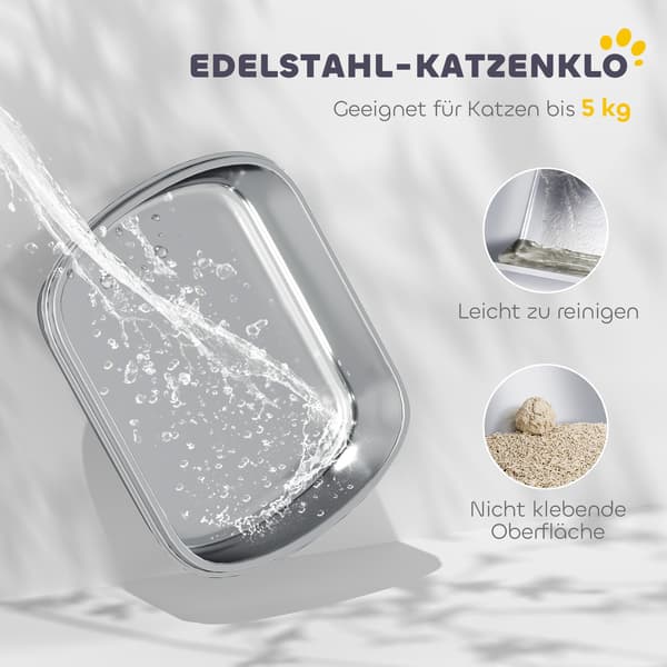 Kattebakke i rustfrit stål med kugle
