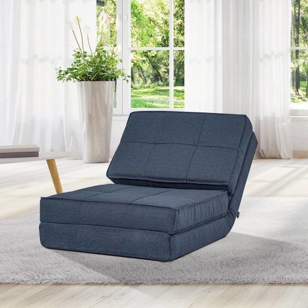 Gulvsofa, Sammenfoldelig Sovesofa, Gulvstol, 5-Trins Justerbar Klapstol, Sovesofa, Sovesofa, Enkelt Sofa, Mørkeblå, 61 X 73 X 58 Cm