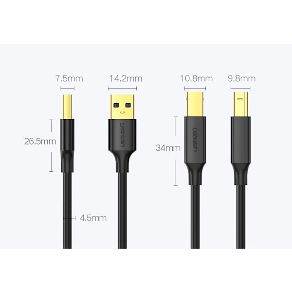 USB 2.0 - USB-B skrivarkabel 1,5m, svart