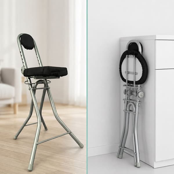 Ergonominen säädettävä seisomajakkara, musta/hopea