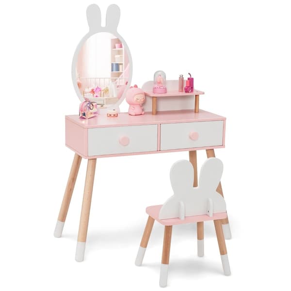 Barnbordsset med kanindesign, akrylspegel