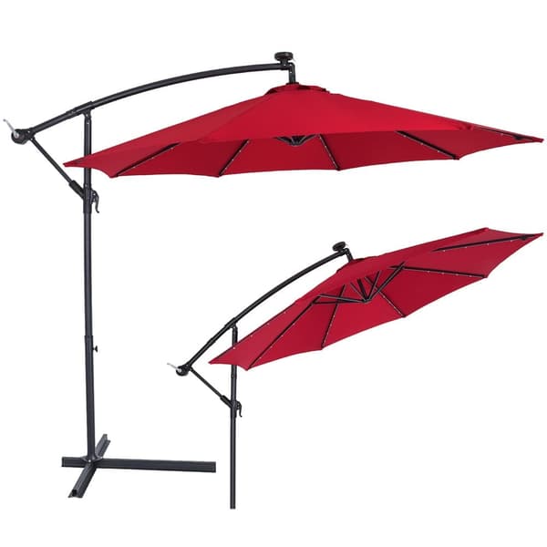 Solcellsbelyst LED-parasoll 330 cm, UV-skydd 30+, vattenavvisande
