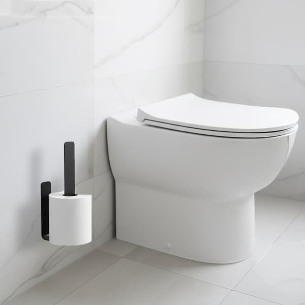 Selvklæbende toiletrulleholder, matsort, plads til 2 ruller
