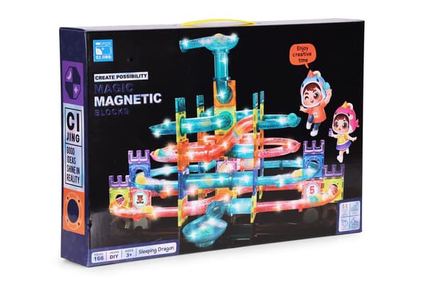 Magnetisk LED-kuglebane – 166 dele, 3D-bygning