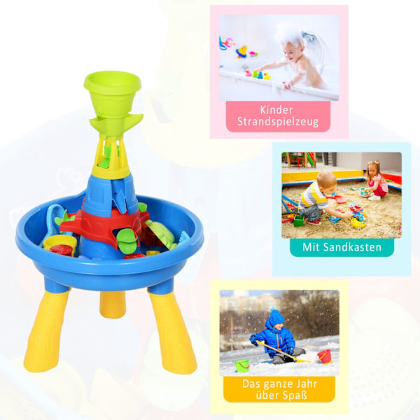 Barnsand- Och Vattenlekbord, Lekbord, Utomhussandbord För Barn Med 21 Stycken. Tillbehör, Babyleksaker Från 3 År, Pp, Färgglada