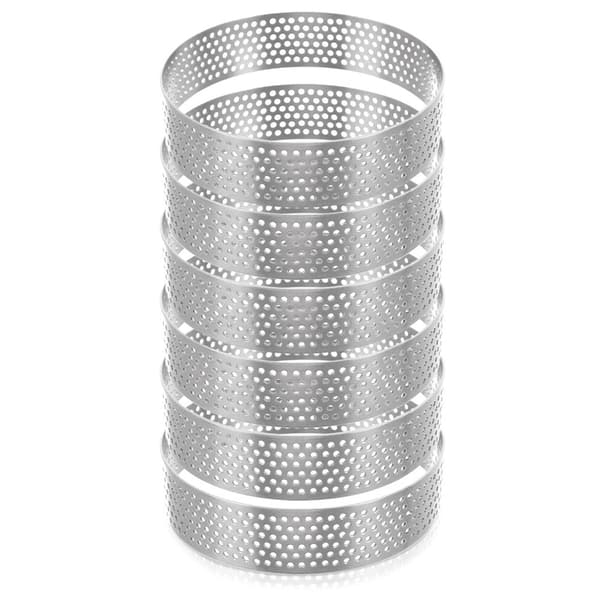Mini-tårtformar i stål, perforerade, set om 6, 8 cm