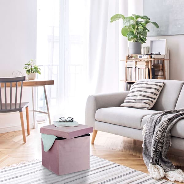 Taburet i pink fløjl