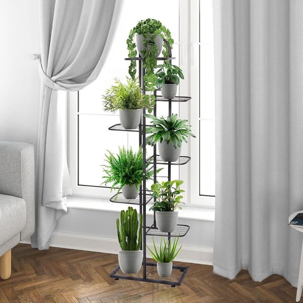 Sort metal blomsterstand med 7 niveauer til potteplanter