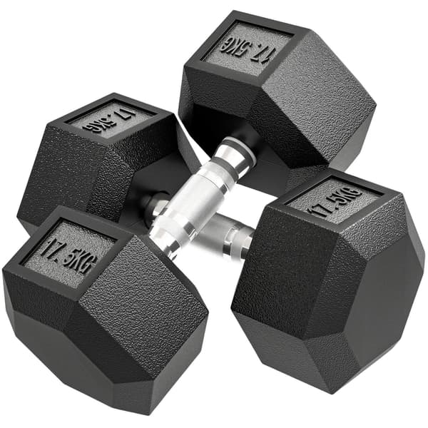 Håndvægt, 35 kg, Skridsikkert greb, Sort/Sølv