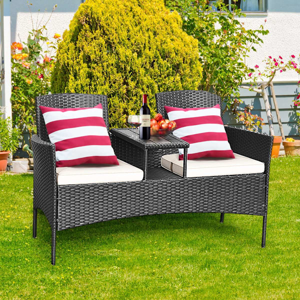Terrassesofa slidstærkt havemøbelsæt 138 x 62 x 85 cm hvid