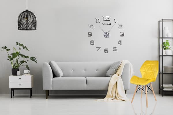 Tee-se-itse-seinäkello, hopeinen 3D, säädettävä 65-130 cm