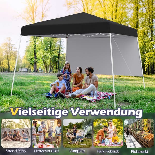Pop-Up Pavillon 3x3m, Vandtæt, Solbeskyttelse, Sort
