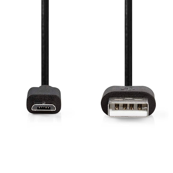 USB-kabel | USB 2.0 | USB-A Hane | USB Micro-B Hane | 10 W | 480 Mbps | Nickelplaterad | 0.50 m | Rund | PVC | Svart | Label