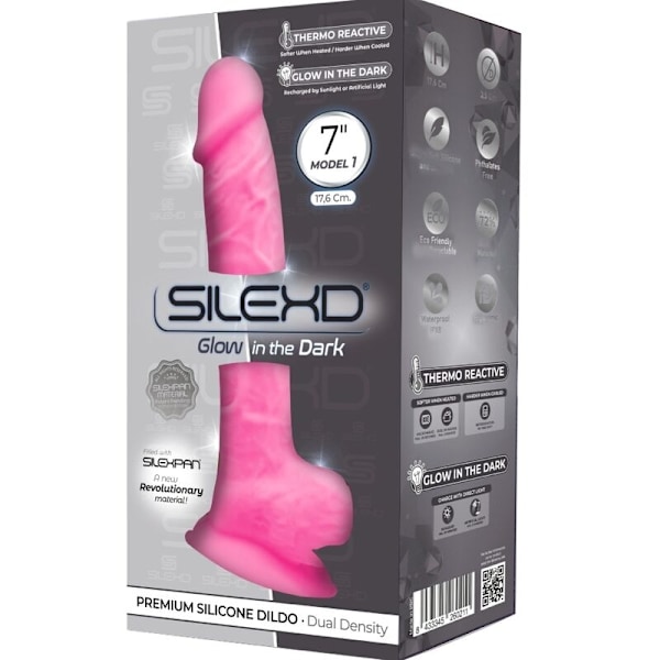 Silexd - Model 1 Realistic Penis Premium Silicone Silexpan Fluorescent Pink 17,5 cm